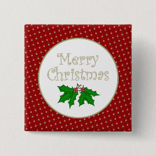 Merry Christmas Holly Button