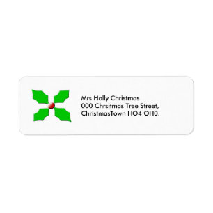 Merry Christmas Holly Custom Address Labels