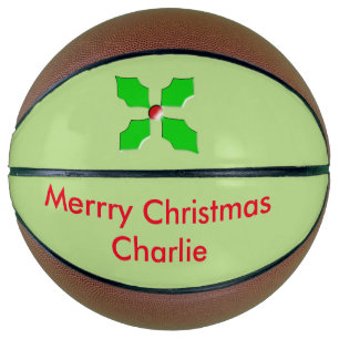 Merry Christmas Holly Custom Basketballs