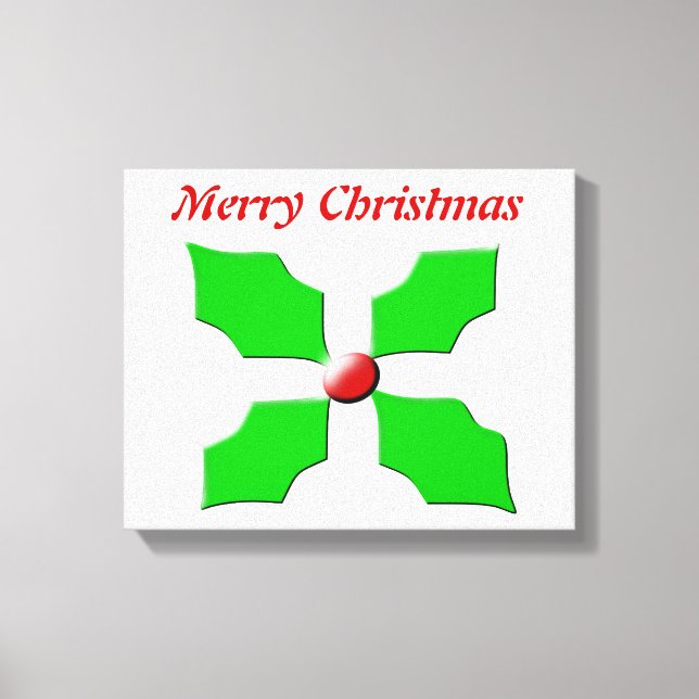 Merry Christmas Holly Custom Canvas Print (Front)