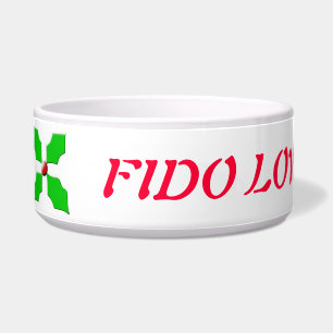 Merry Christmas Holly Customizable Dog Bowl