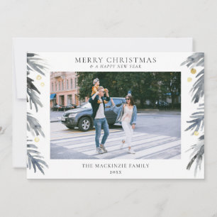 Merry Christmas Holly Family Photo Holiday Card