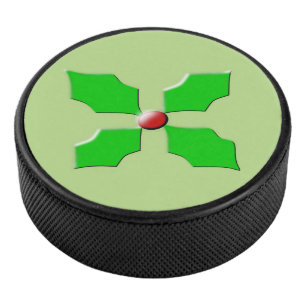 Merry Christmas Holly Hockey Puck