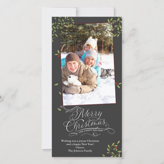 Merry Christmas Holly Holiday Card (Front)