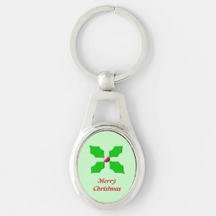Merry Christmas Holly Keychain