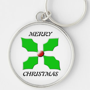 Merry Christmas Holly Keychain