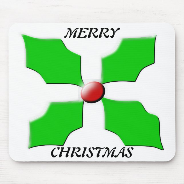 Merry Christmas Holly Mousepad (Front)