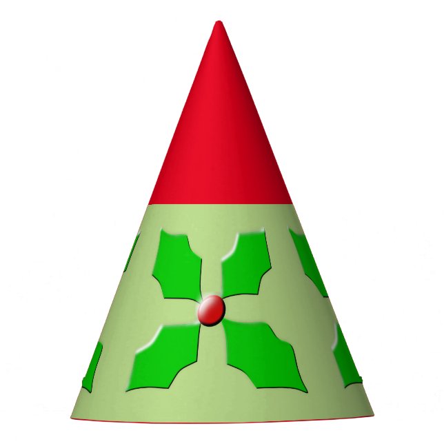 Merry Christmas Holly Party Hat (Front)