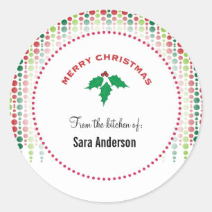 Merry Christmas holly, personalized baking Classic Round Sticker
