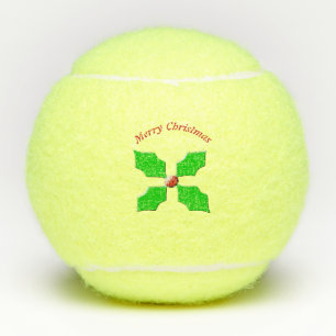 Merry Christmas Holly Personalized Tennis Balls