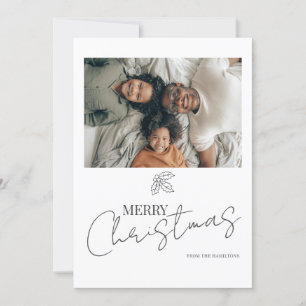 Merry Christmas Holly Photo Card