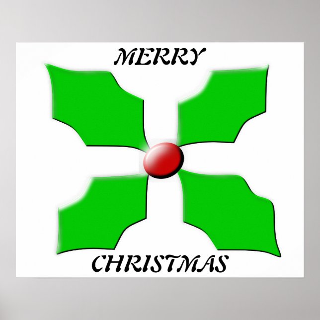 Merry Christmas Holly Poster (Front)