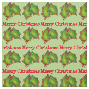 Merry Christmas Holly Sugar Cookies Holiday Food Fabric