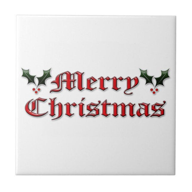 Merry Christmas - Holly Tile (Front)