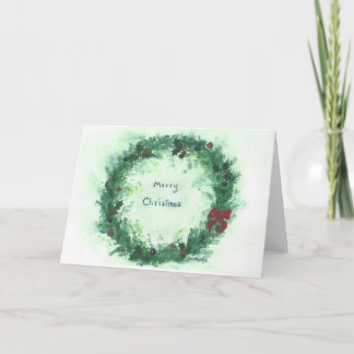 "Merry Christmas" Holly  Wreath card