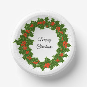 Merry Christmas Holly Wreath   Paper Plate