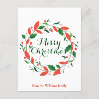 Merry Christmas Holly Wreath Traditional Custom