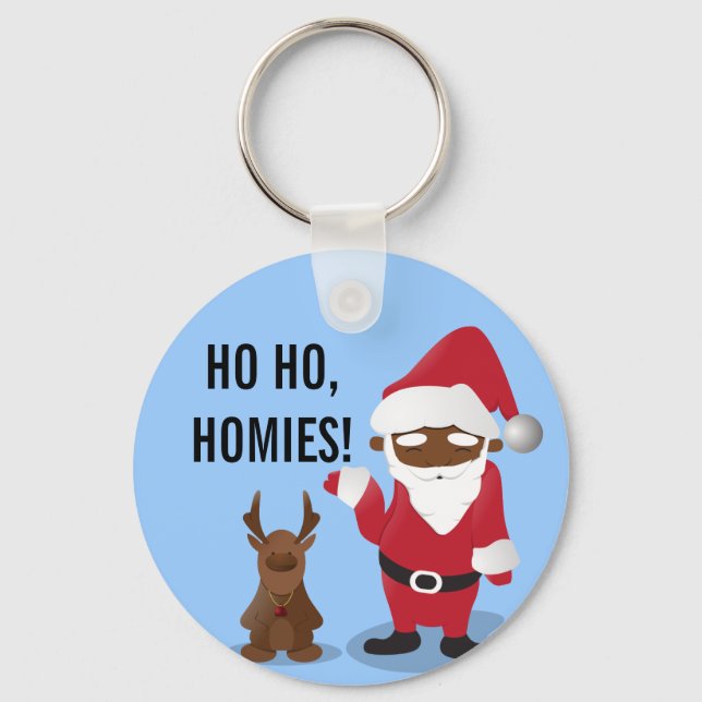 Merry Christmas Homeboys: Black Santa & Blingin' Keychain (Front)