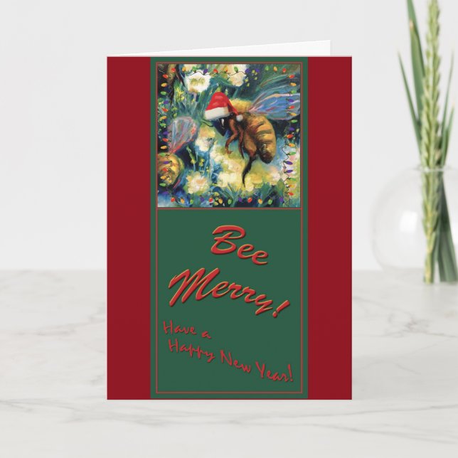 Merry Christmas Honey Bees Holiday Card (Front)