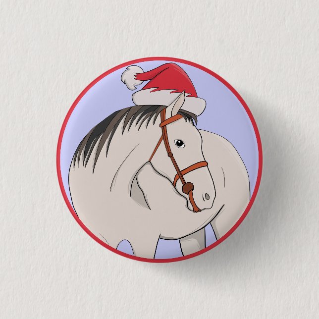 Merry Christmas Horse 1 Inch Round Button (Front)