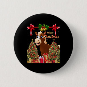 Merry Christmas Horse  2 Inch Round Button
