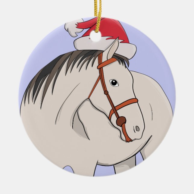 Merry Christmas Horse Ceramic Ornament (Front)