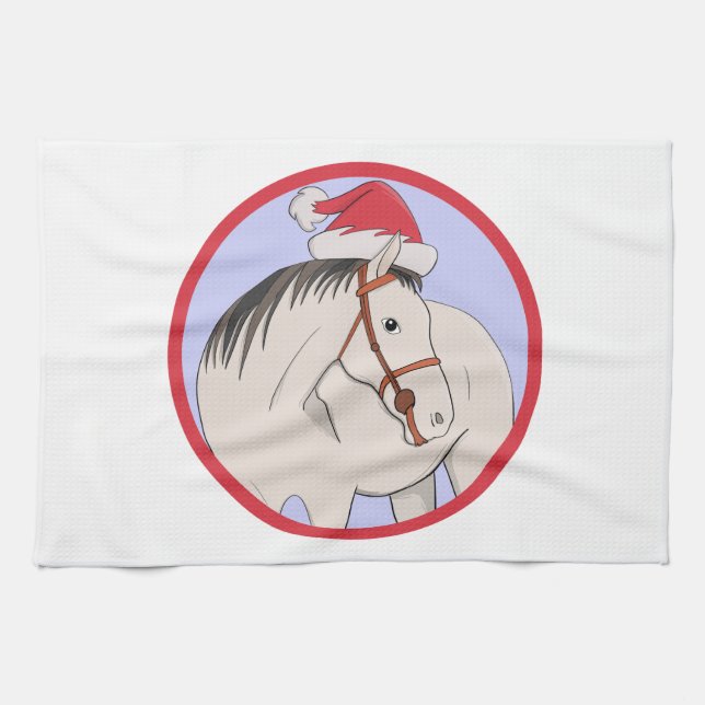 Merry Christmas Horse Kitchen Towel (Horizontal)