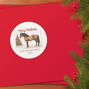 Merry Christmas Horse Paso Fino Personalized Classic Round Sticker