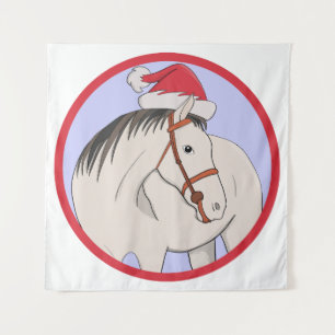 Merry Christmas Horse Tapestry