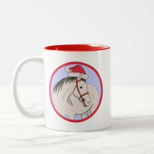 Merry Christmas Horse Two-Tone Coffee Mug