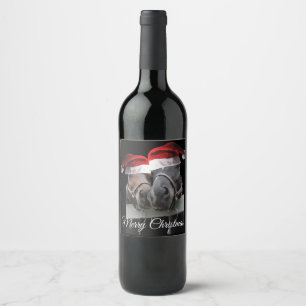 Merry Christmas Horses Wine Label