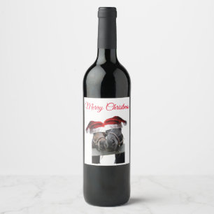 Merry Christmas Horses Wine Label