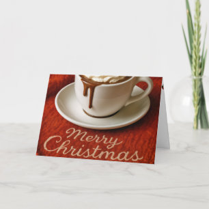 Merry Christmas Hot Chocolate On Red Blanket Holiday Card