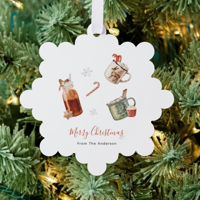 Merry Christmas Hot Chocolate  Ornament Card (Insitu (Tree))