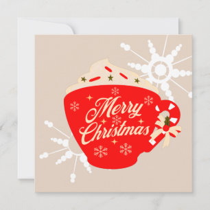 Merry Christmas Hot Chocolate Tan Snowflake Card