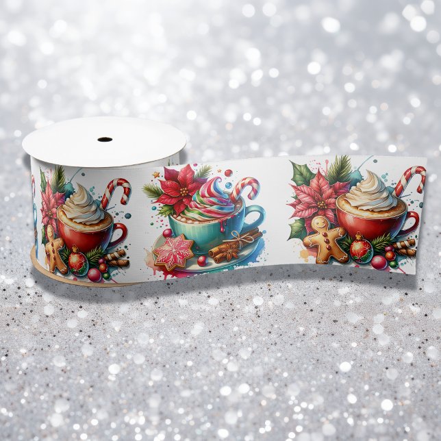Merry Christmas Hot Cocoa and Cookies Satin Ribbon (Creator Uploaded)