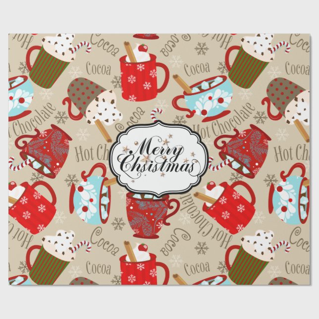 Merry Christmas Hot Cocoa Wrapping Paper (Flat)
