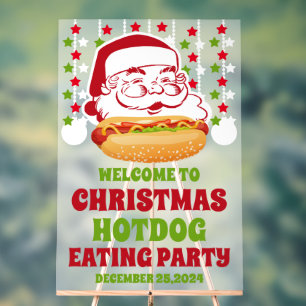 Merry Christmas Hot Dog Party Welcome Frosted Acrylic Sign