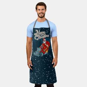 Merry Christmas Hotrod Funny Car Santa Claus Apron