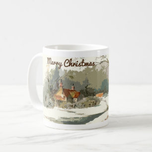 Merry Christmas - House in winter Mug