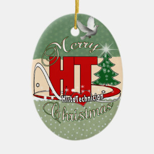 MERRY CHRISTMAS HT HISTOTECHNICIAN CERAMIC ORNAMENT