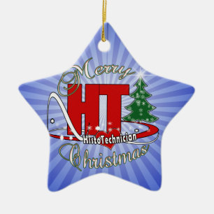 MERRY CHRISTMAS HT HISTOTECHNICIAN CERAMIC ORNAMENT