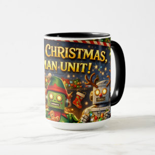 Merry Christmas human unit funny robot holiday to  Mug