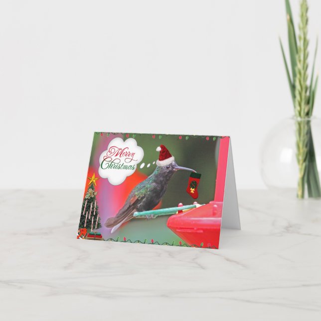 Merry Christmas Hummingbird Holiday Card (Front)