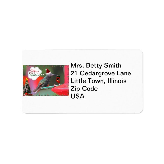 Merry Christmas Hummingbird Label (Front)