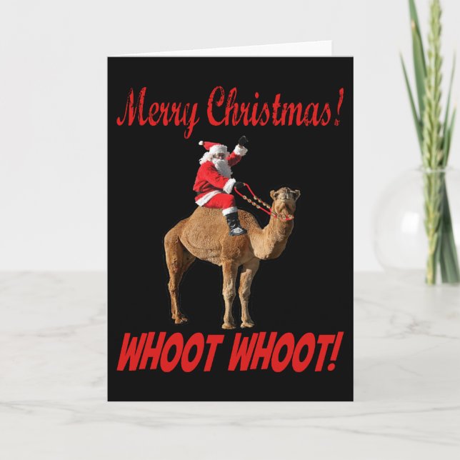 Merry Christmas Hump Day Santa & Camel Holiday Card (Front)