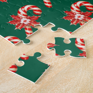 Merry Christmas Hunter Green Candy Cane  Puzzle 