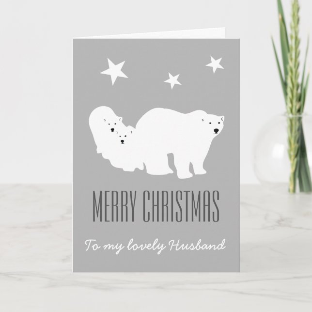 Merry Christmas Husband Polar Bears Card (Front)