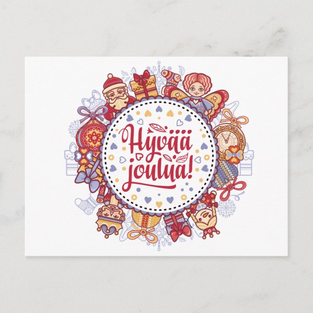 Merry Christmas Hyvää joulua Finnish Postcard (Front)