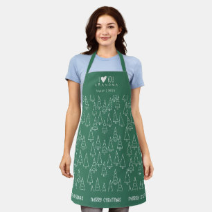 Merry Christmas I Love You Grandma Green Tree Apron
